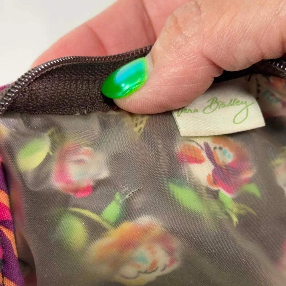 Vera Bradley English Rose Quilted Cosmetic Makeup Bag Retired Floral Travel